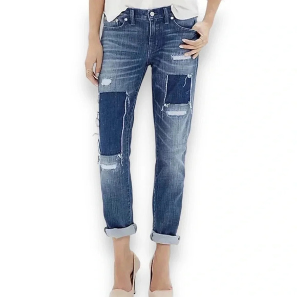 Madewell Denim - Madewell Patchwork Slim Boy Jean With Raw Hem Size 27